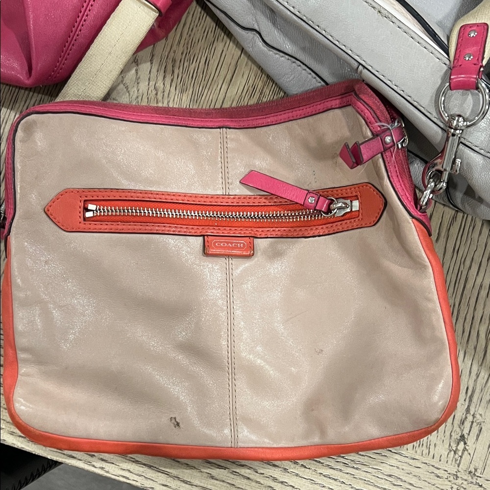 Coach Beige and Coral Crossbody Bag
